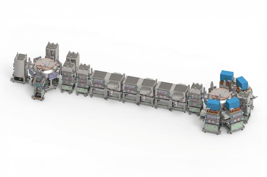 OLED inline mass production evaporation system for lighting panel manufacturing